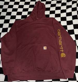 Carhartt Loose Fit Logo Sleeve Hoodie Maroon XL